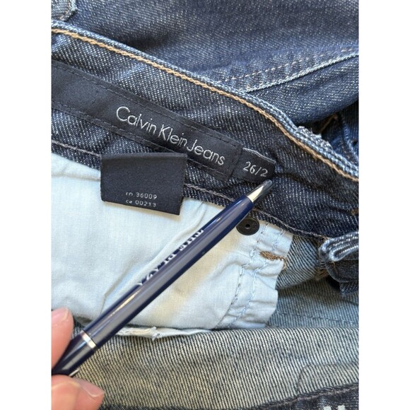 Women's Calvin Klein Lean Bootcut Dark Wash Stretch Blue Jeans Size 2 / 26 - Picture 9 of 12